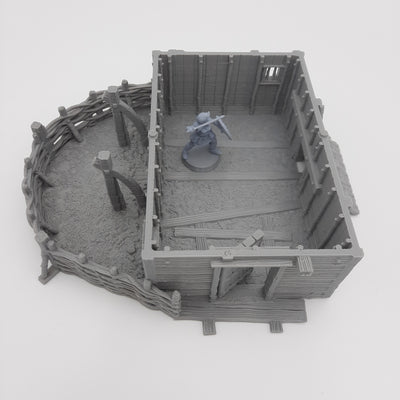 Miniature Scenery - Farmer's Viking House - DnD - Fate of the Norns - Grey/Unpainted