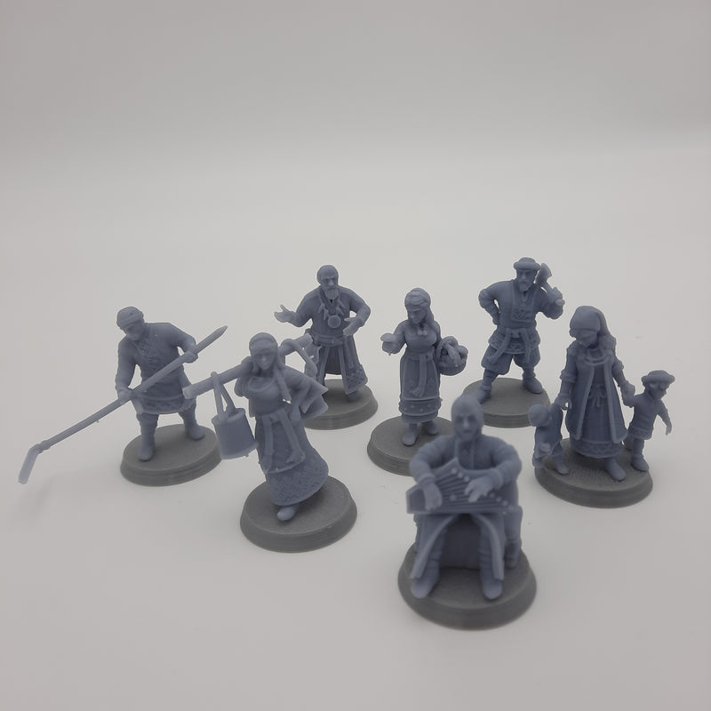 Miniature Viking Figurine - Villagers -  Dwellers - (choice of 7 different) - DnD - Fate of the Norns - Grey/Unpainted