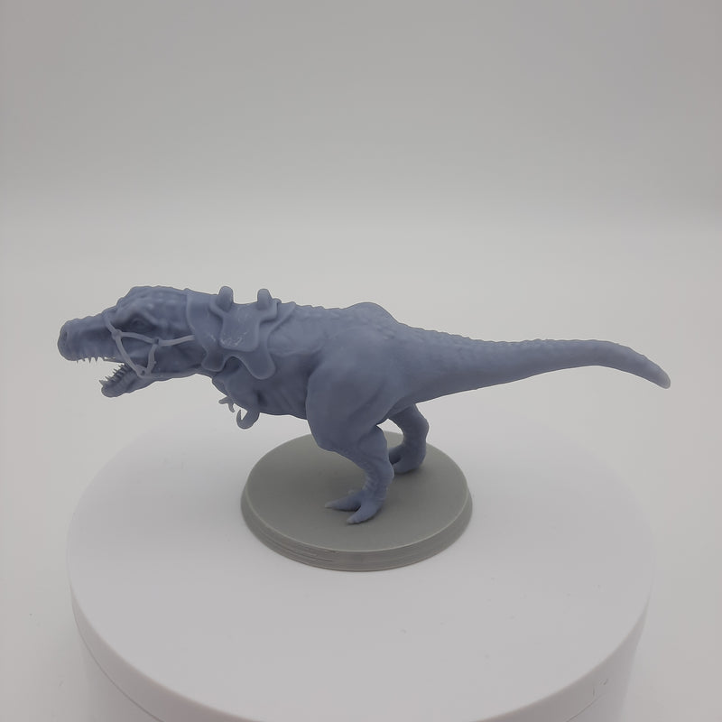 Figurine Miniature - Orc chevauchant un T-rex - DnD - Gris/Non Peint