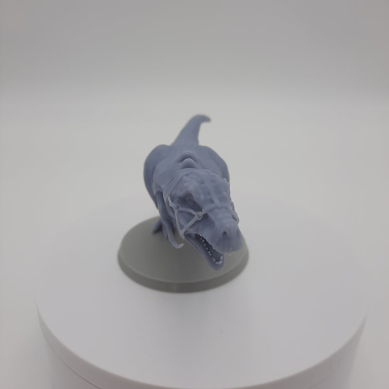 Figurine Miniature - Orc chevauchant un T-rex - DnD - Gris/Non Peint