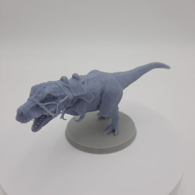 Figurine Miniature - Orc chevauchant un T-rex - DnD - Gris/Non Peint