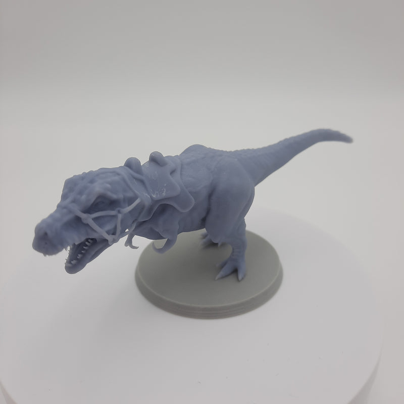 Figurine Miniature - Orc chevauchant un T-rex - DnD - Gris/Non Peint