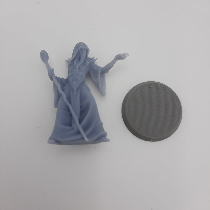 Figurine miniature - Flagelleur mental avec bâton (Mind Flayer) - DnD - Gris/Non peint