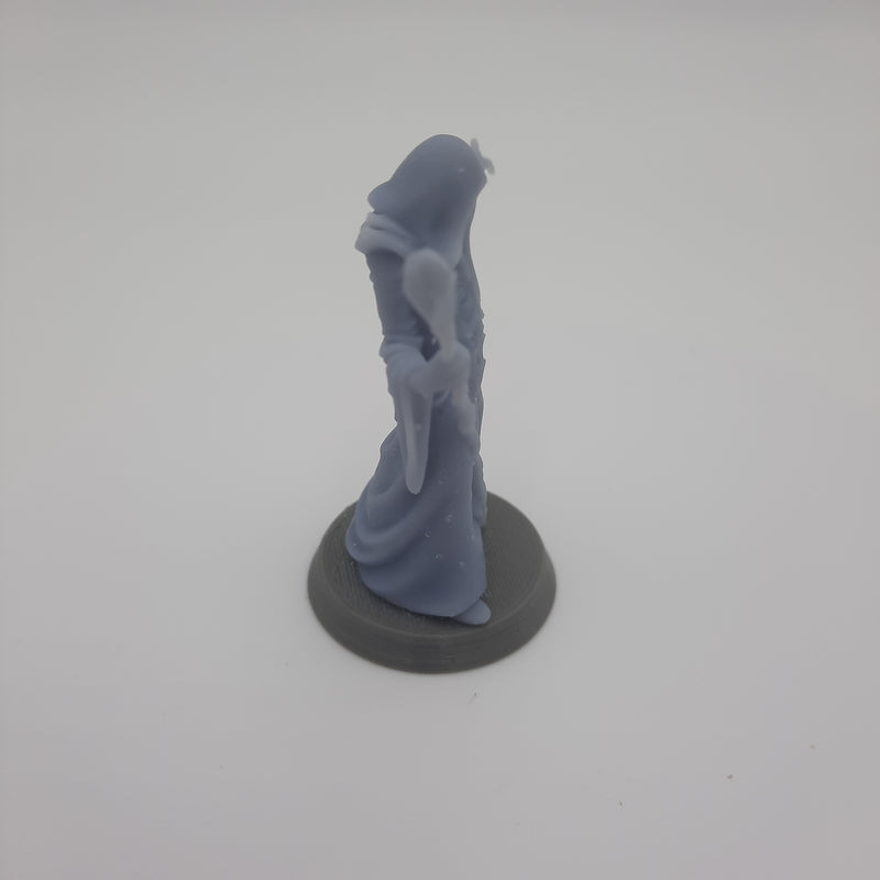 Figurine miniature - Flagelleur mental avec bâton (Mind Flayer) - DnD - Gris/Non peint