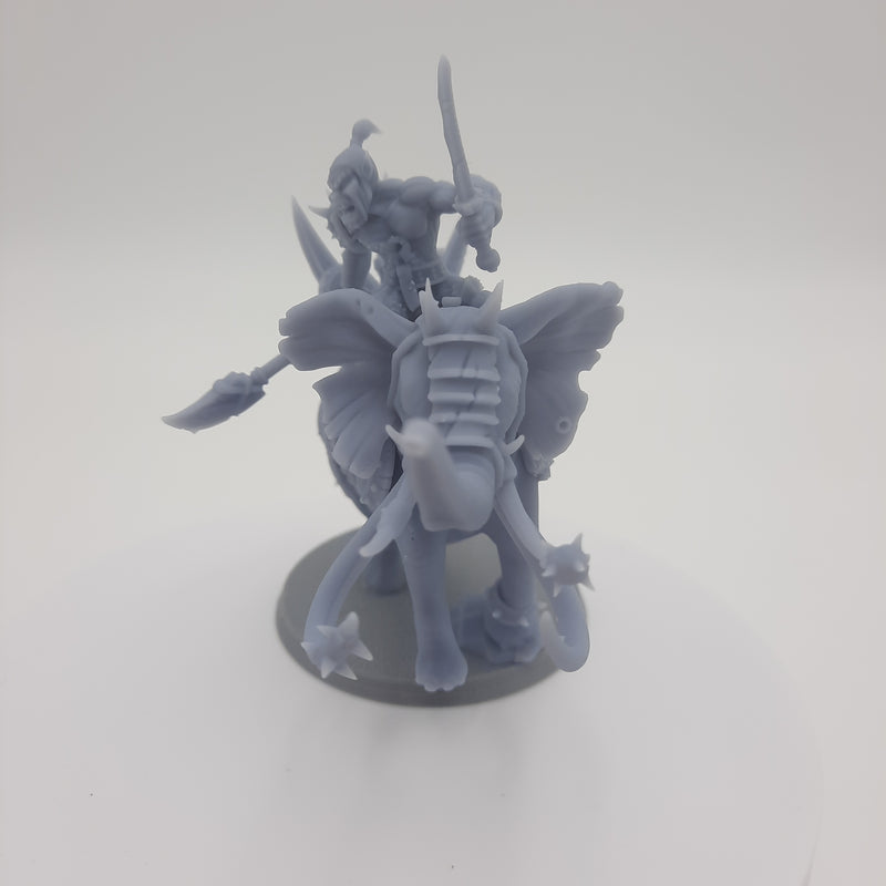 Miniature figurine - War Elephant woth Orc Rider - DnD -Gray/Unpainted