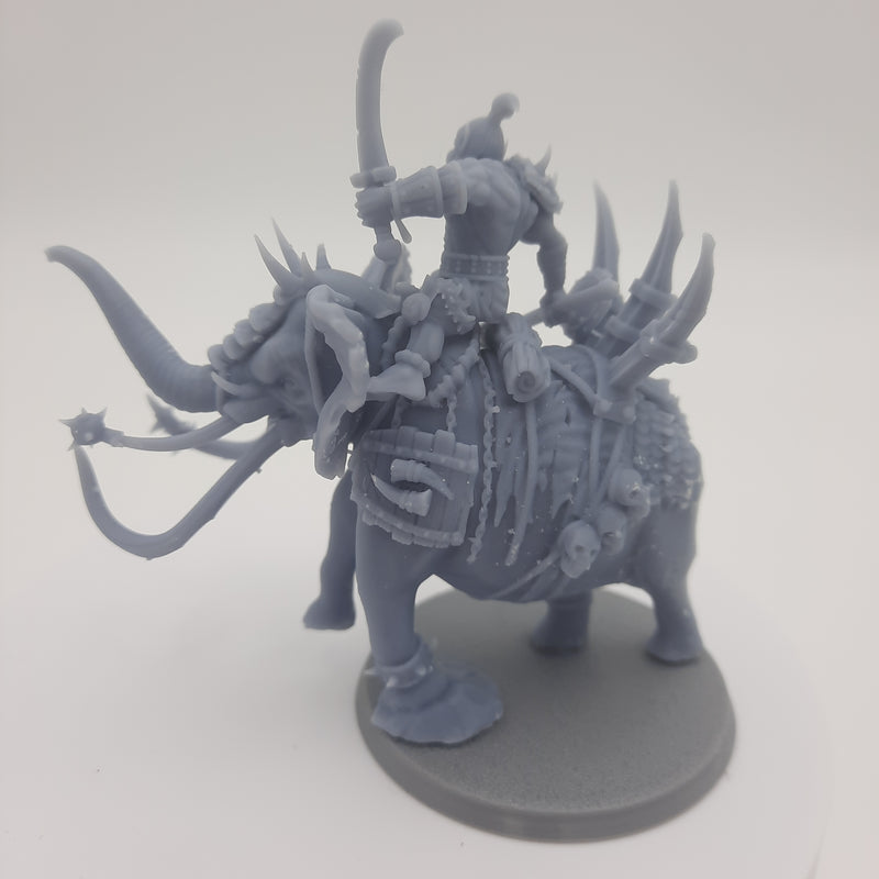 Miniature figurine - War Elephant woth Orc Rider - DnD -Gray/Unpainted
