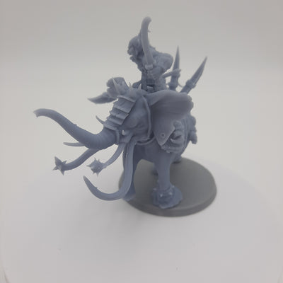 Miniature figurine - War Elephant woth Orc Rider - DnD -Gray/Unpainted