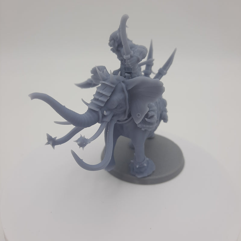 Miniature figurine - War Elephant woth Orc Rider - DnD -Gray/Unpainted