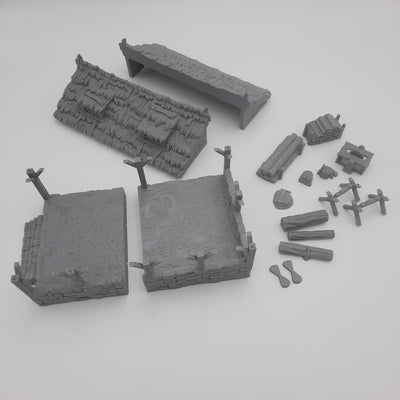 Décors miniature - Scierie et accessoires (3 choix de toiture) - DnD - Fate of the Norns - Warhammer - Non peint