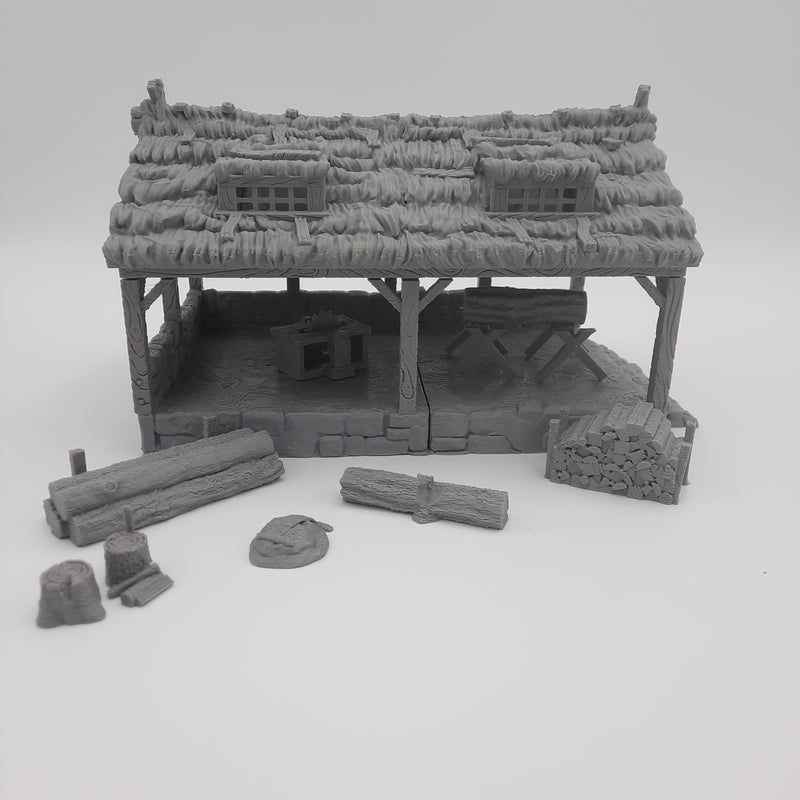 Décors miniature - Scierie et accessoires (3 choix de toiture) - DnD - Fate of the Norns - Warhammer - Non peint