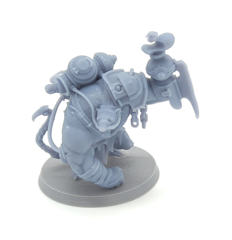 Figurine miniature - Techno Ogre Rat, Guerrier - DnD - Warhammer - Gris/Non peint