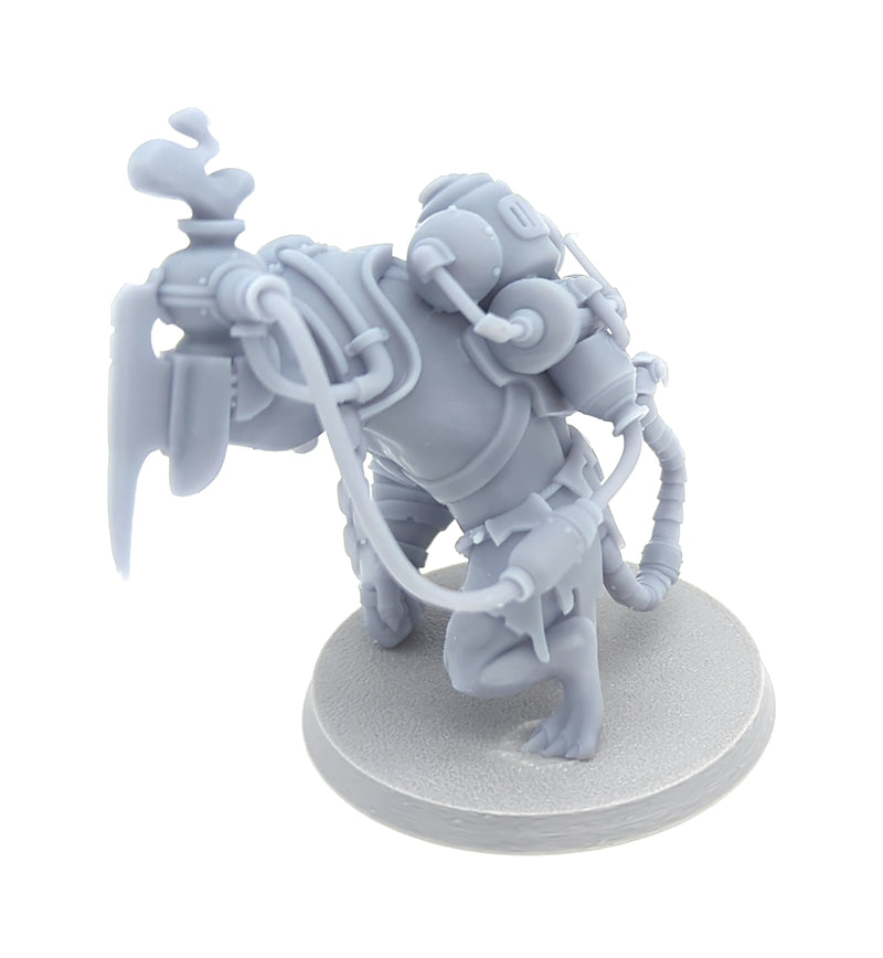 Figurine miniature - Techno Ogre Rat, Guerrier - DnD - Warhammer - Gris/Non peint