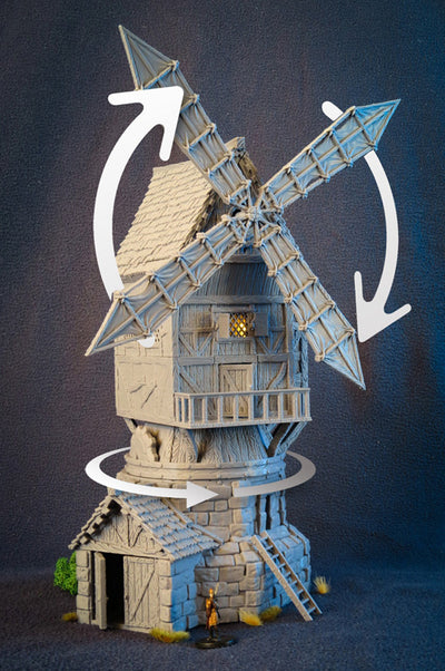 Décors miniature - Moulin à vent - DnD - Fate of the Norns - Gris/Non peint