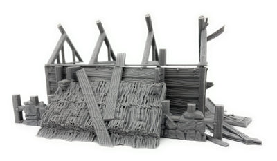 Décors miniature - Maison viking en ruine - DnD - Fate of the Norns - Gris/non peint