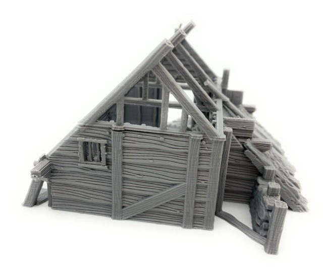 Décors miniature - Maison viking en ruine - DnD - Fate of the Norns - Gris/non peint