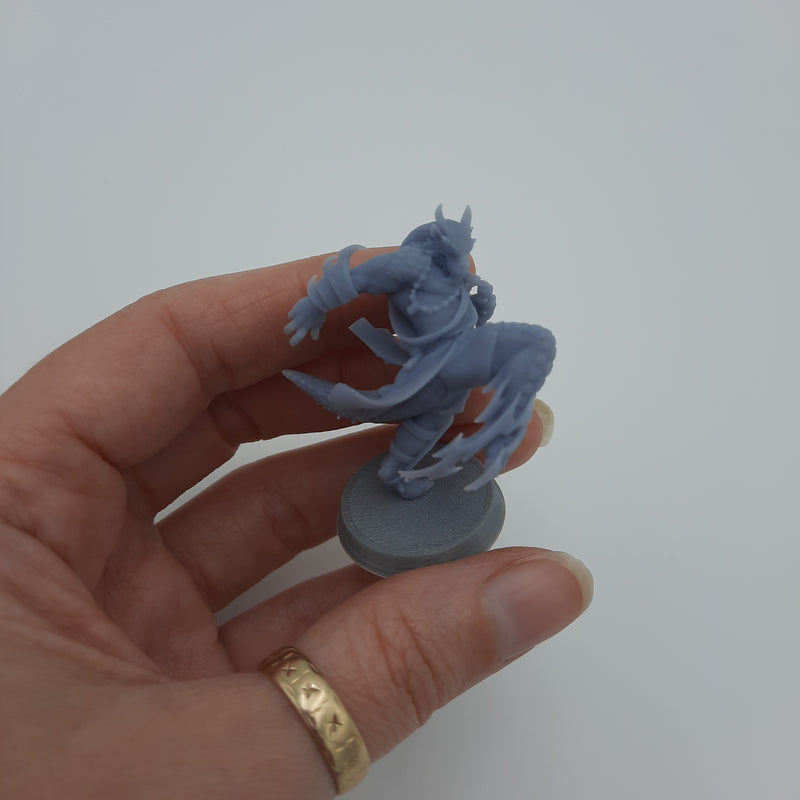 Figurine miniature - Hommes-Dragons - Dragonfolks - DnD - Gris / Non peint