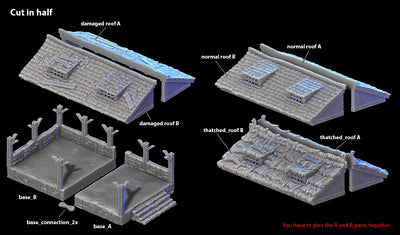 Décors miniature - Scierie et accessoires (3 choix de toiture) - DnD - Fate of the Norns - Warhammer - Non peint