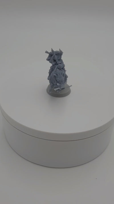 Figurine miniature - Nain chevauchant un sanglier - DnD - Gris non-peint