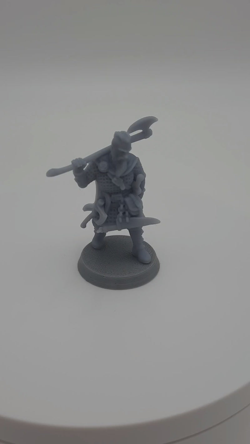 Miniature figurine - Bjorn the Blacksmith - Viking Warrior - DnD - Fate of the Norns - Grey/Unpainted