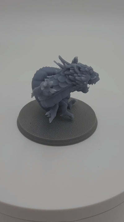 Figurine miniature - Bébé Dragon - DnD - Gris/non peint