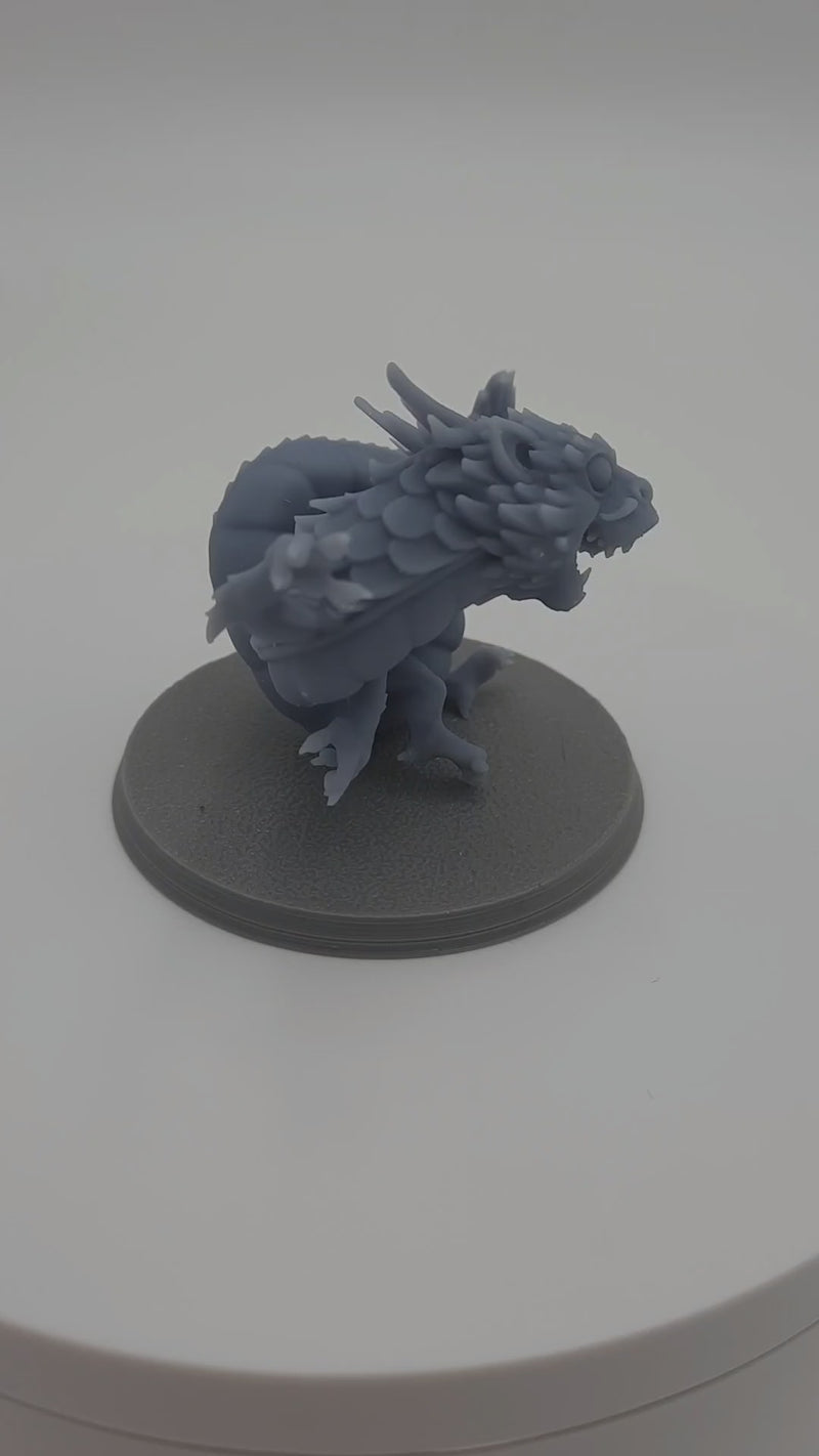 Figurine miniature - Bébé Dragon - DnD - Gris/non peint