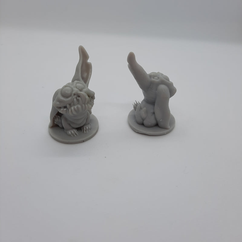 Miniature Figurine - Were rabbits (2 figures) - DnD Gray/Unpainted