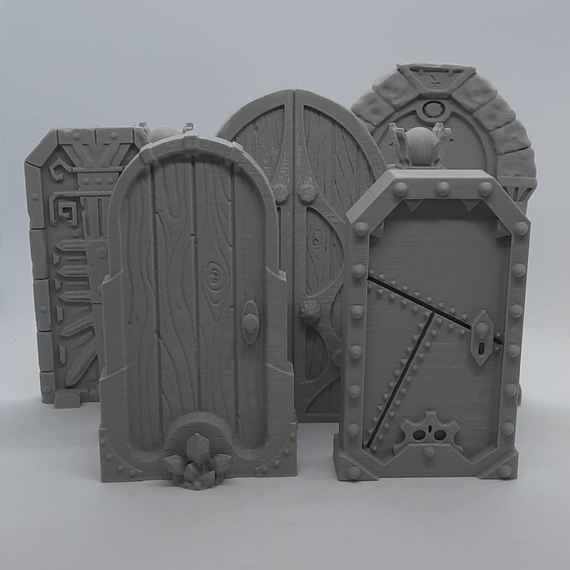 Décors miniature - Ensemble de 5 portes - DnD - Fate of the Norns - Gris/Non peint