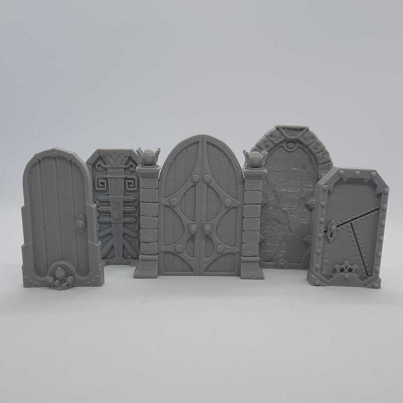 Décors miniature - Ensemble de 5 portes - DnD - Fate of the Norns - Gris/Non peint