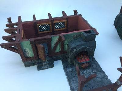 Décors miniature - Atelier du forgeron (2 choix de toiture) - DnD - Pathfinder - Non peint