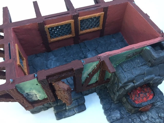 Décors miniature - Atelier du forgeron (2 choix de toiture) - DnD - Pathfinder - Non peint