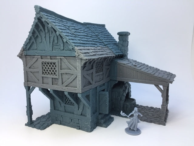 Décors miniature - Atelier du forgeron (2 choix de toiture) - DnD - Pathfinder - Non peint