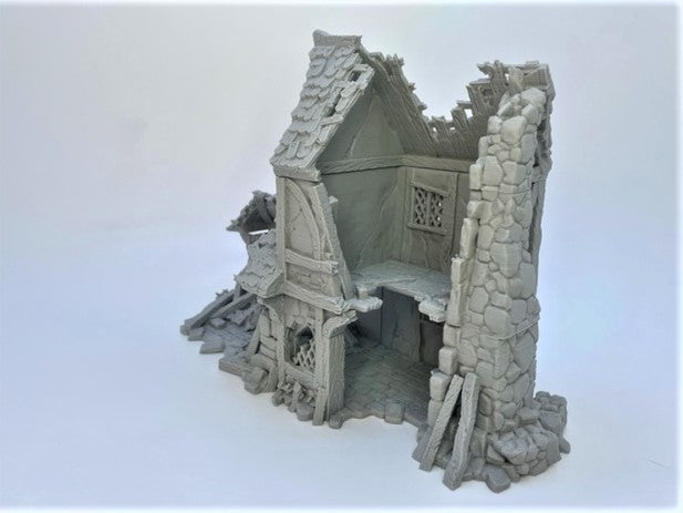 Décors miniature - Maisonnette en ruine - DnD - Fate of the Norns - Gris/Non peint