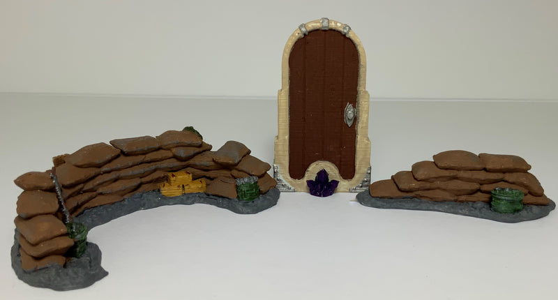 Décors miniature - Sacs de sable (2 barricades) - DnD - Fate of the Norns - Warhammer - Gris/Non peint