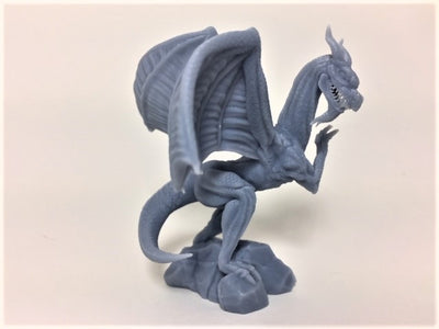 Figurine miniature - Dragon gris, jeune (Gray Dragon, young) - DnD - Gris/Non peint