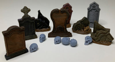 Décors miniature - Cimetière - DnD - Warhammer - Gris/Non peint