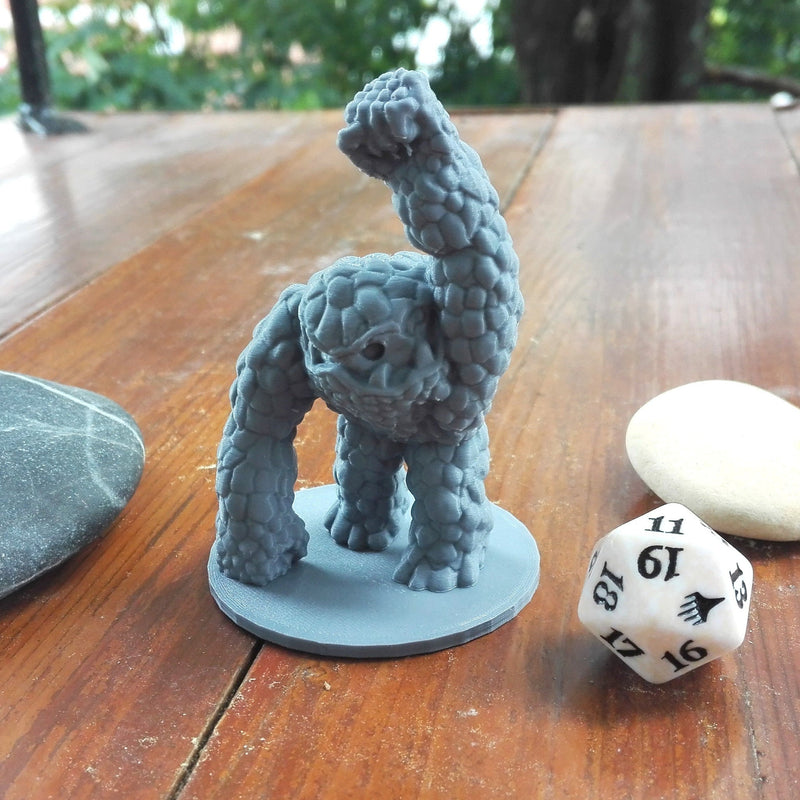 Miniature Figurine - Stone / Clay Golem - DnD- Gray/Unpainted