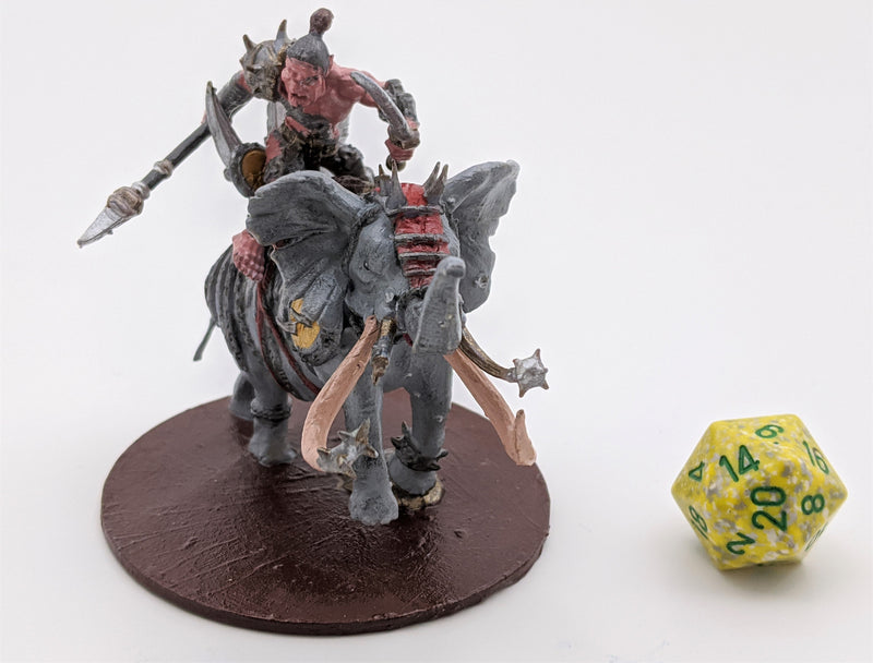 Miniature figurine - War Elephant woth Orc Rider - DnD -Gray/Unpainted