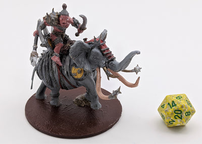 Miniature figurine - War Elephant woth Orc Rider - DnD -Gray/Unpainted