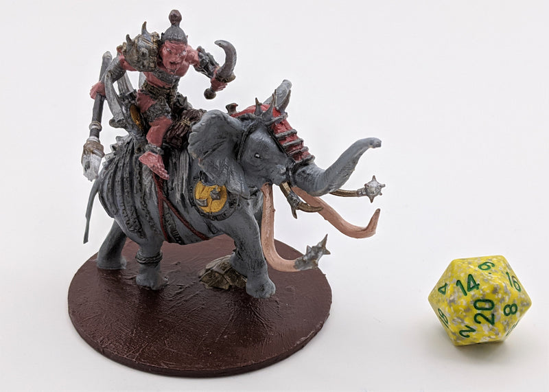 Miniature figurine - War Elephant woth Orc Rider - DnD -Gray/Unpainted