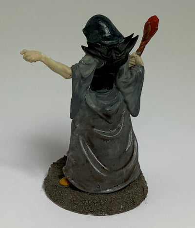 Figurine miniature - Flagelleur mental avec bâton (Mind Flayer) - DnD - Gris/Non peint