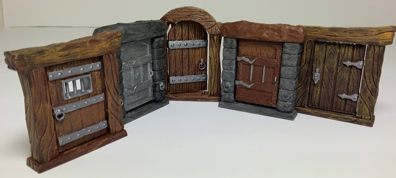 Décors minature - Portes à charnières (kit de 5) - DnD - Fate of the Norns - Gris/Non peint