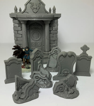 Décors miniature - Pierres tombales (ensemble de 8 pièces) - DnD - Warhammer - Gris/Non peint